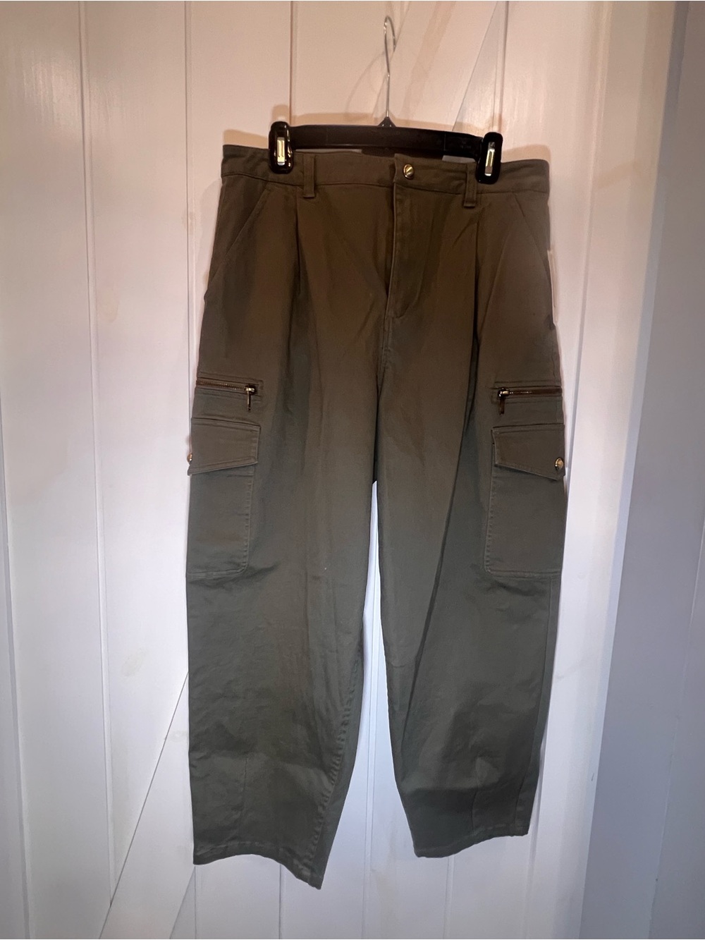 Michael Kors Olive Green Cargo Pants with Utility Pockets